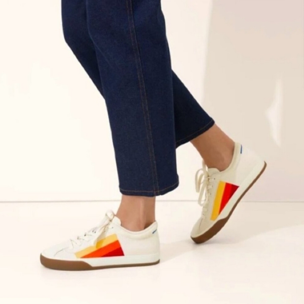 Rothy's Women's The Lace Up Sneakers Candy Corn Stripe Size 8